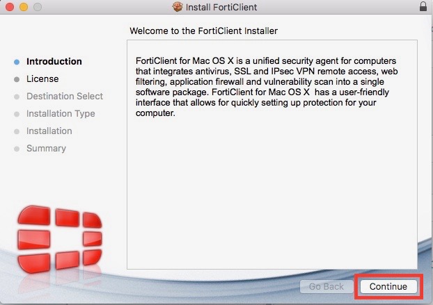 fortinet vpn client install error